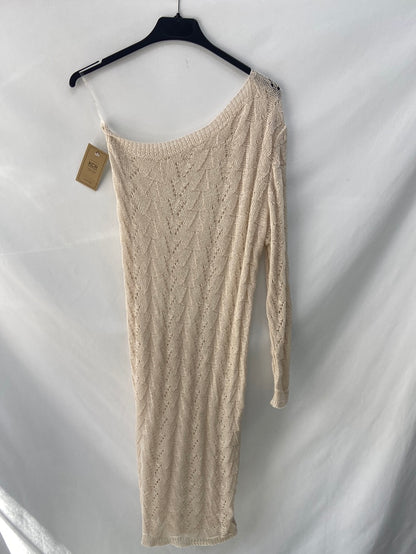 KCR.Vestido midi croché beige T.s/m