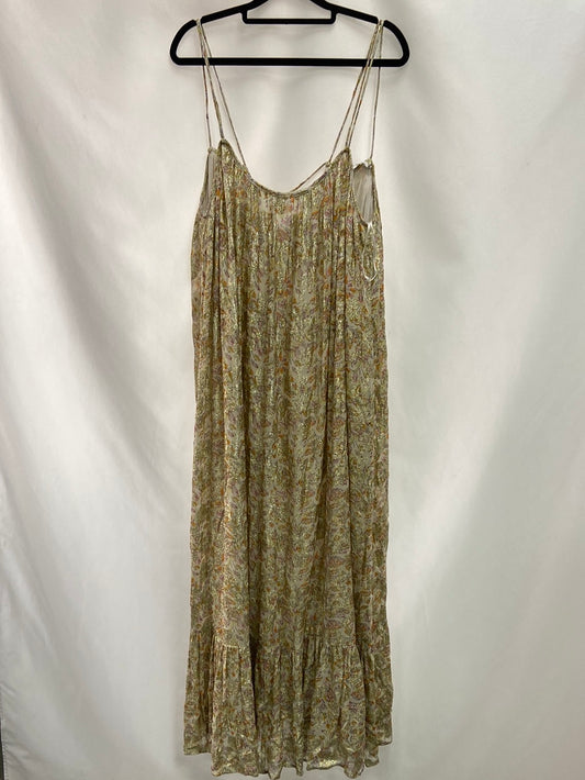 ZARA. Long beige dress with gold details S.XL