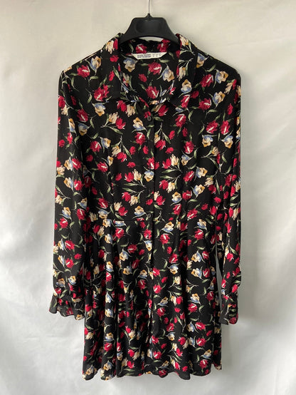 ZARA.Vestido corto estampado tulipanes T.M
