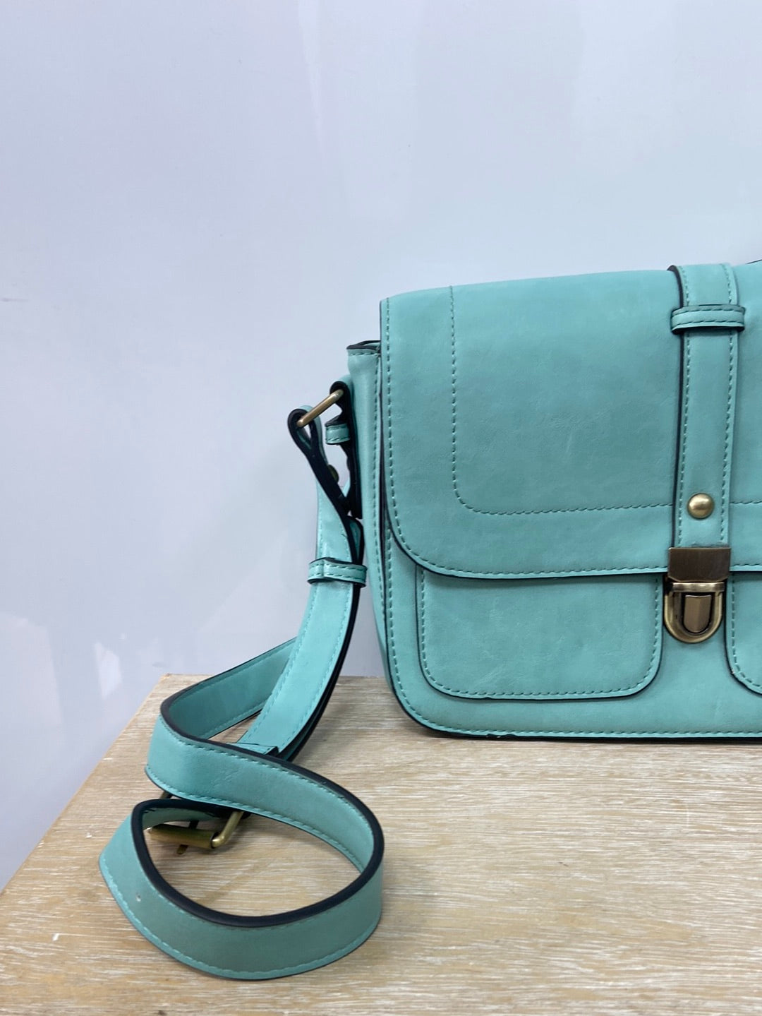 MISAKO. Medium turquoise blue crossbody bag