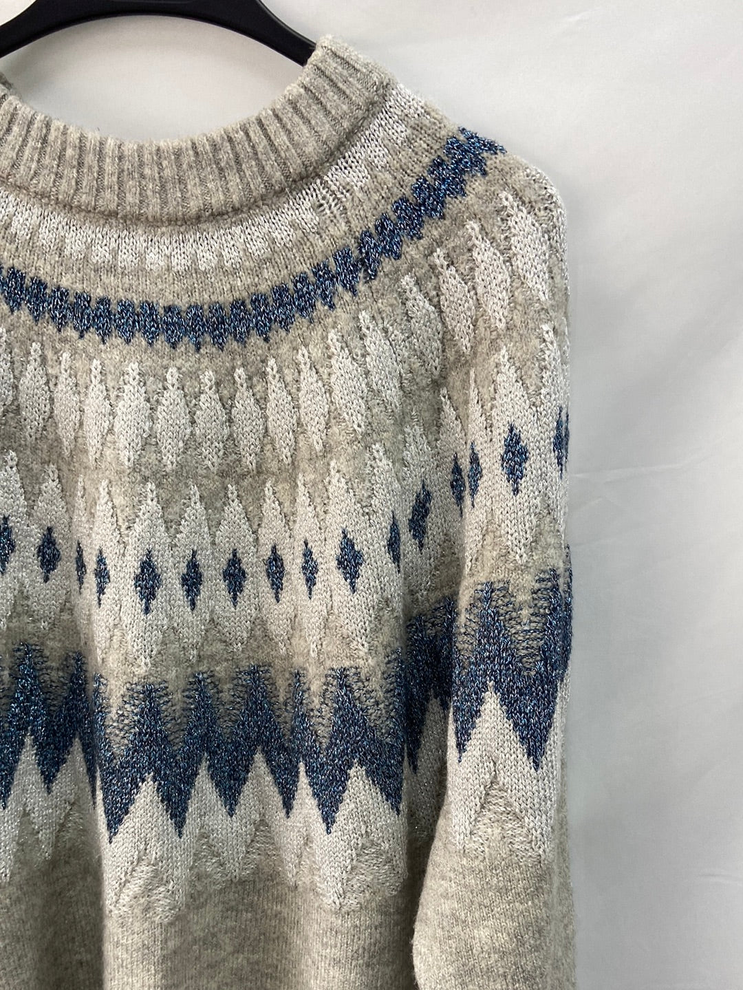 MANGO.Jersey gordito gris oversized dibujo T.m