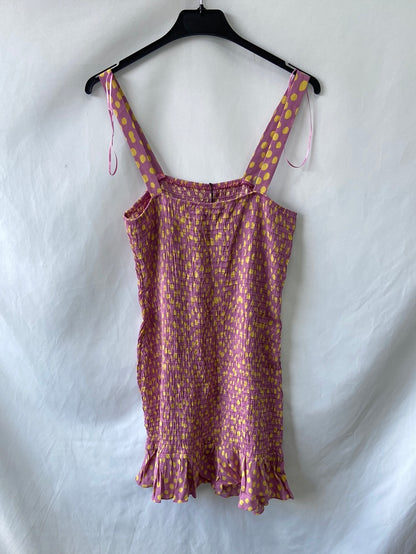 ZARA.Vestido corto nido de abeja T.S