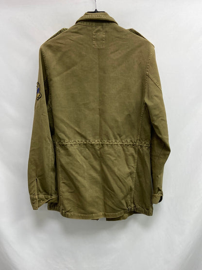 ZARA. parka verde parche T.s