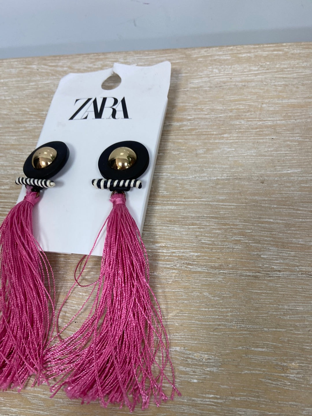 ZARA.Pendientes flecos rosas
