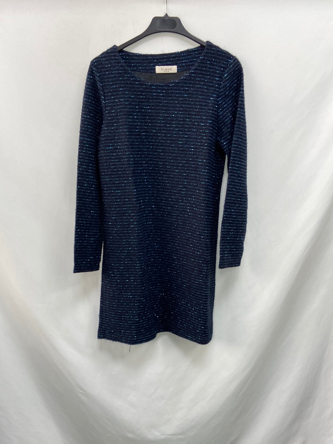 KIMOD.Vestido azul hilos metalizados T.M
