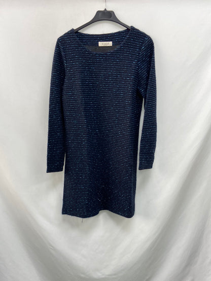 KIMOD.Vestido azul hilos metalizados T.M
