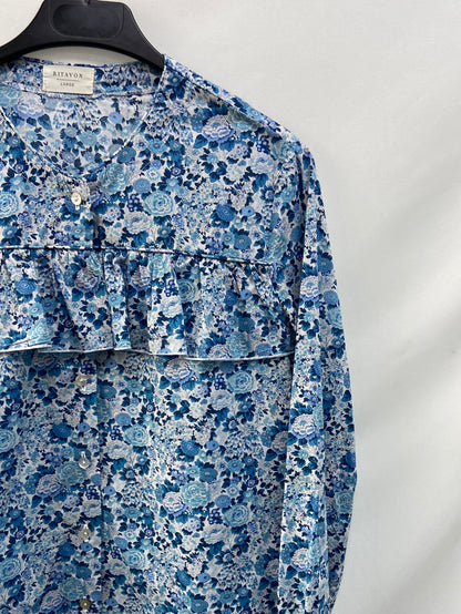 RITAVON. Blusa azul flores T.l