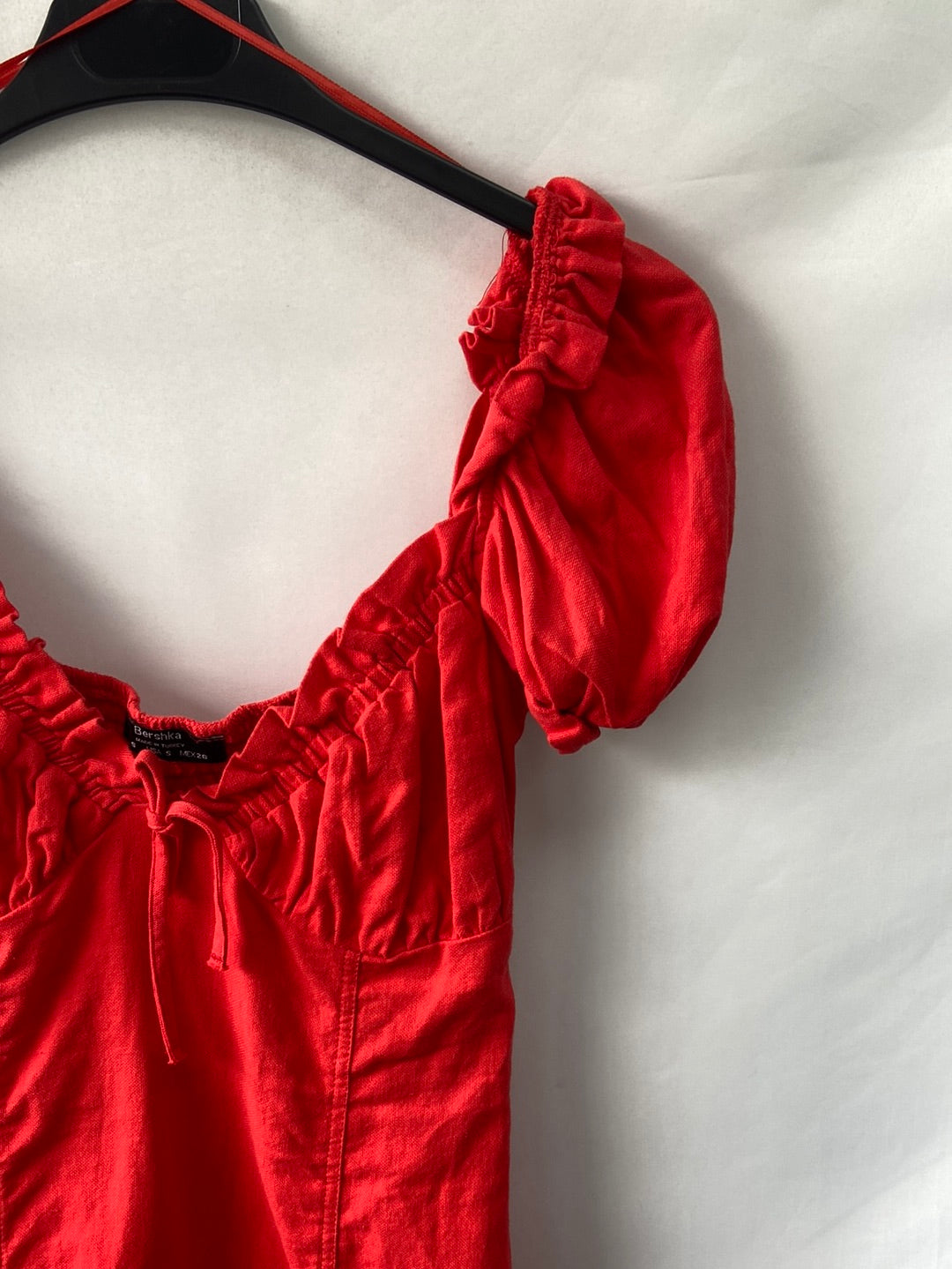 BERSHKA.Vestido mini rojo Lino T.s