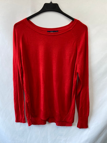 ZARA.Jersey fino punto rojo T.L (m)