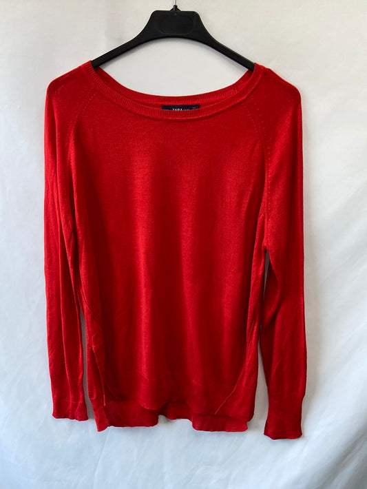 ZARA.Jersey fino punto rojo T.L (m)