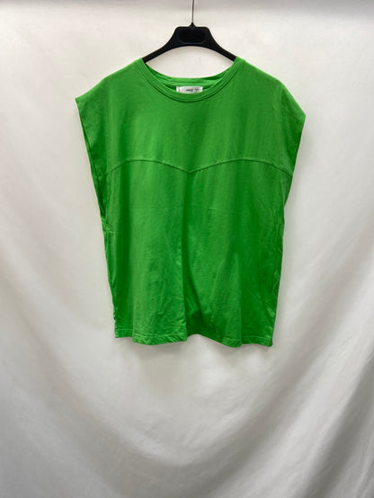 MANGO.Camiseta básica verde T.XL