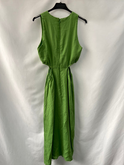 MANGO.Vestido verde cut outs T.s