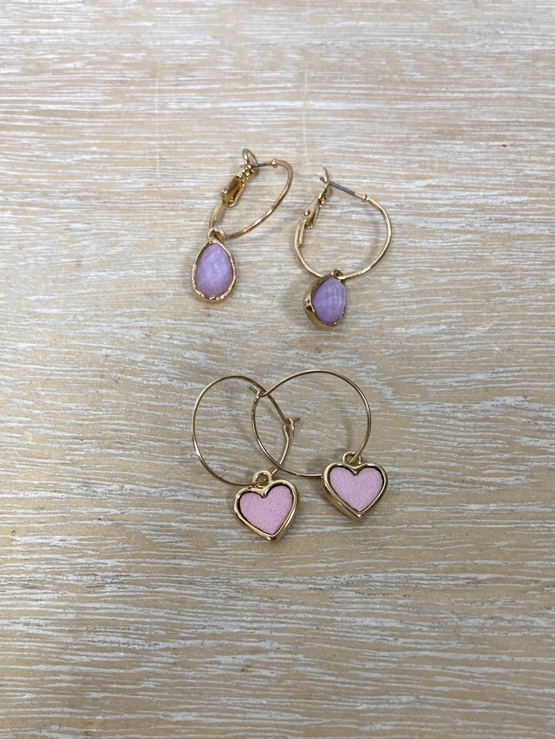 OTRAS.Set aritos gota y corazón