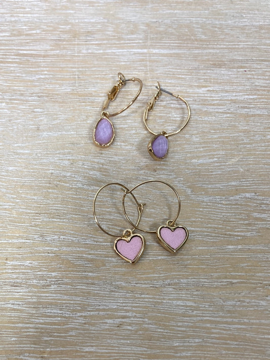 OTRAS.Set aritos gota y corazón