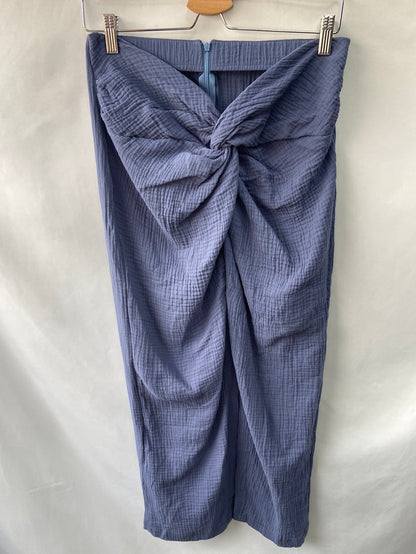 OTRAS.Falda midi azul textura TU(m)