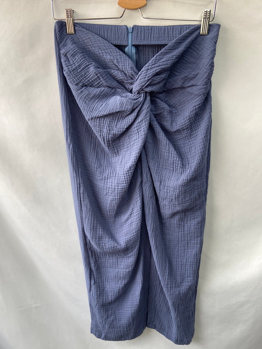 OTRAS.Falda midi azul textura TU(m)