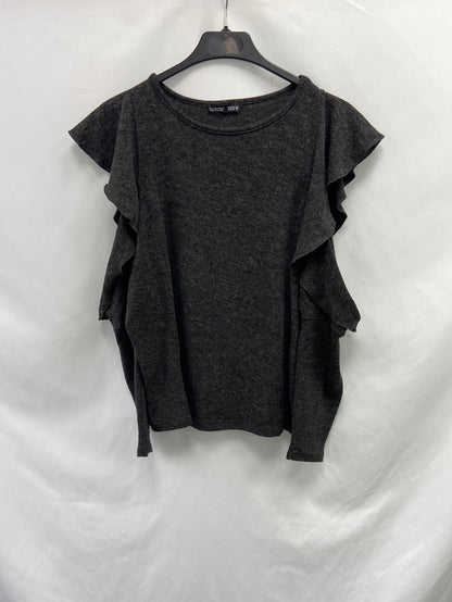 ZARA.Jersey gris hombros descubiertos T.s