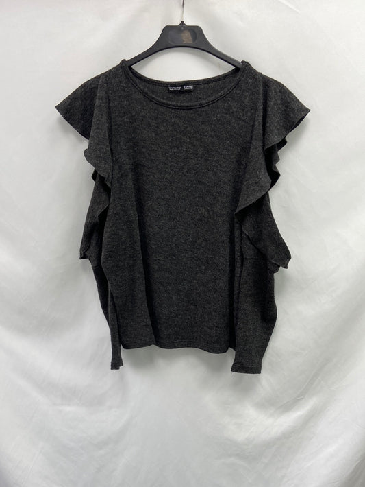 ZARA.Jersey gris hombros descubiertos T.s