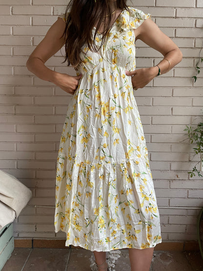 OYSHO.Vestido midi flores T.s