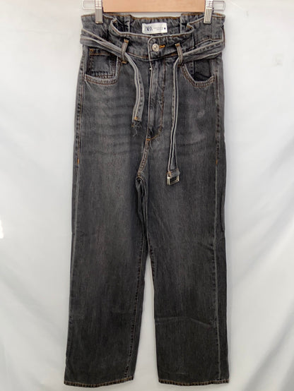 ZARA.Wide grey straight jeans size 34