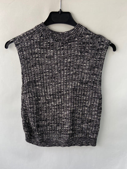 H&M.Top punto canalé gris jaspeado T.M