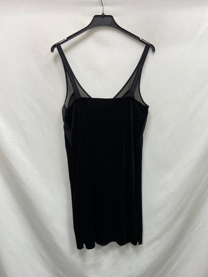 MANGO.Vestido negro doble textura T.S