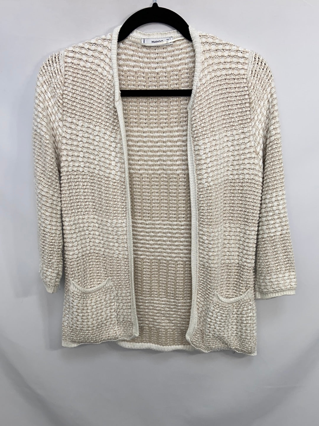 MANGO.Cardigan punto beige T.s