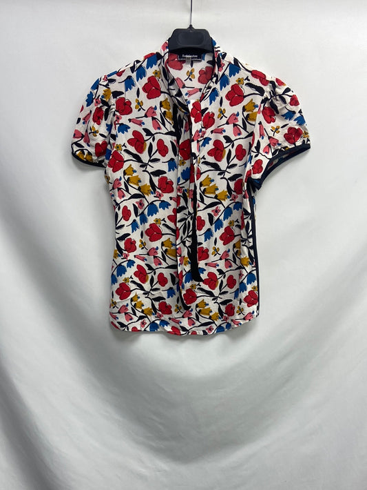 BACK COUTURE. White floral top T.xs