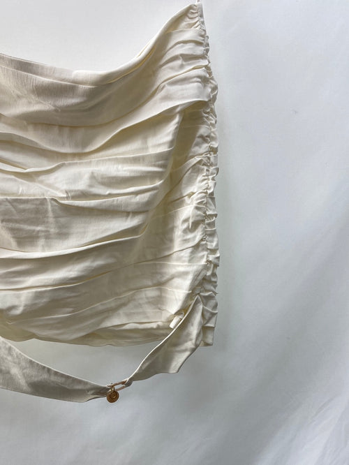 ZARA.Falda corta blanca fruncida T.XL