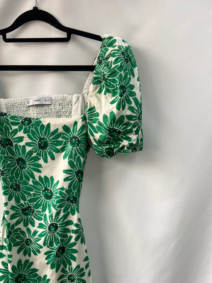 MANGO.Long green floral dress Ts