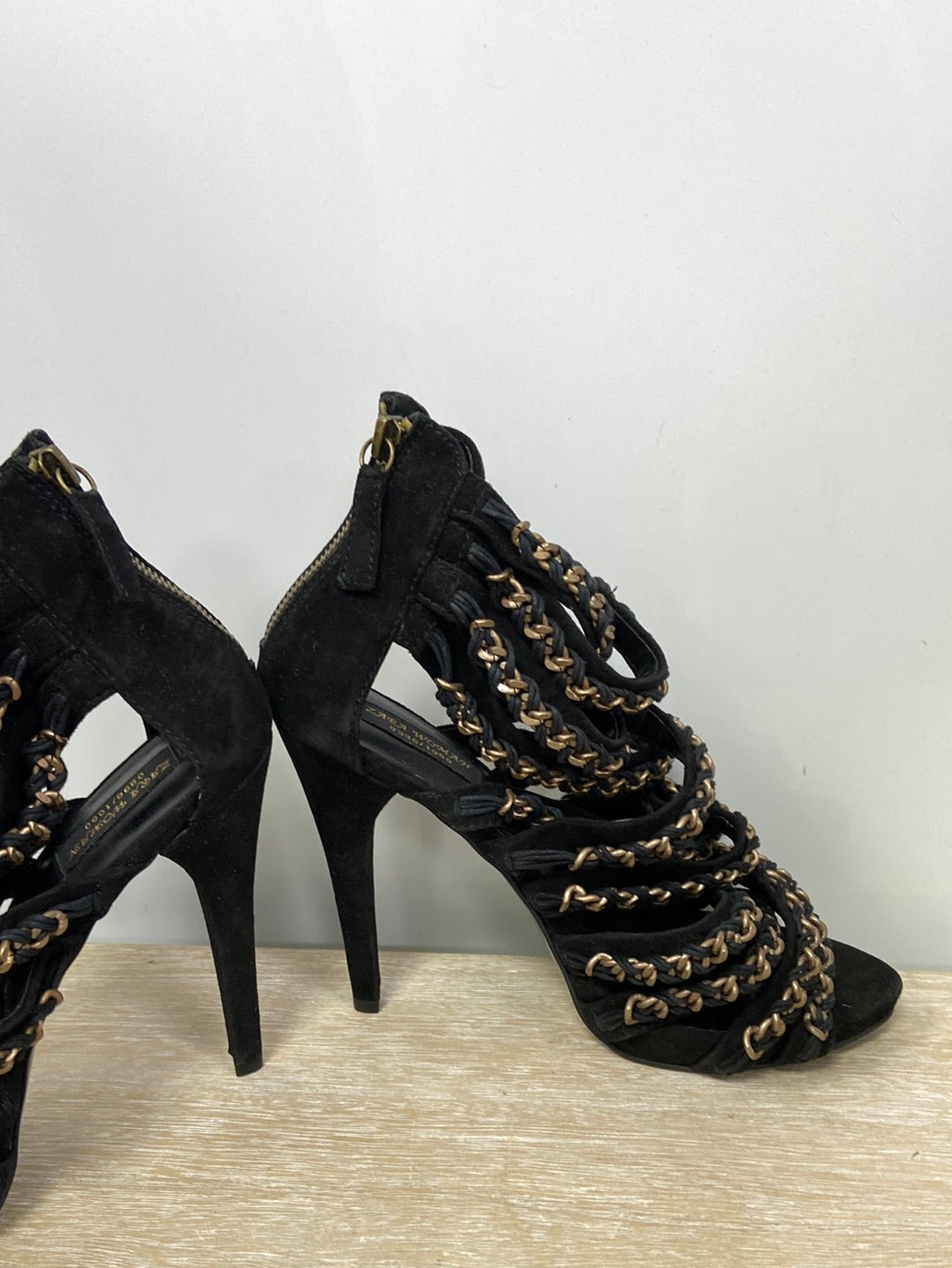 ZARA.Sandalia cuerdas botín tacón T.41