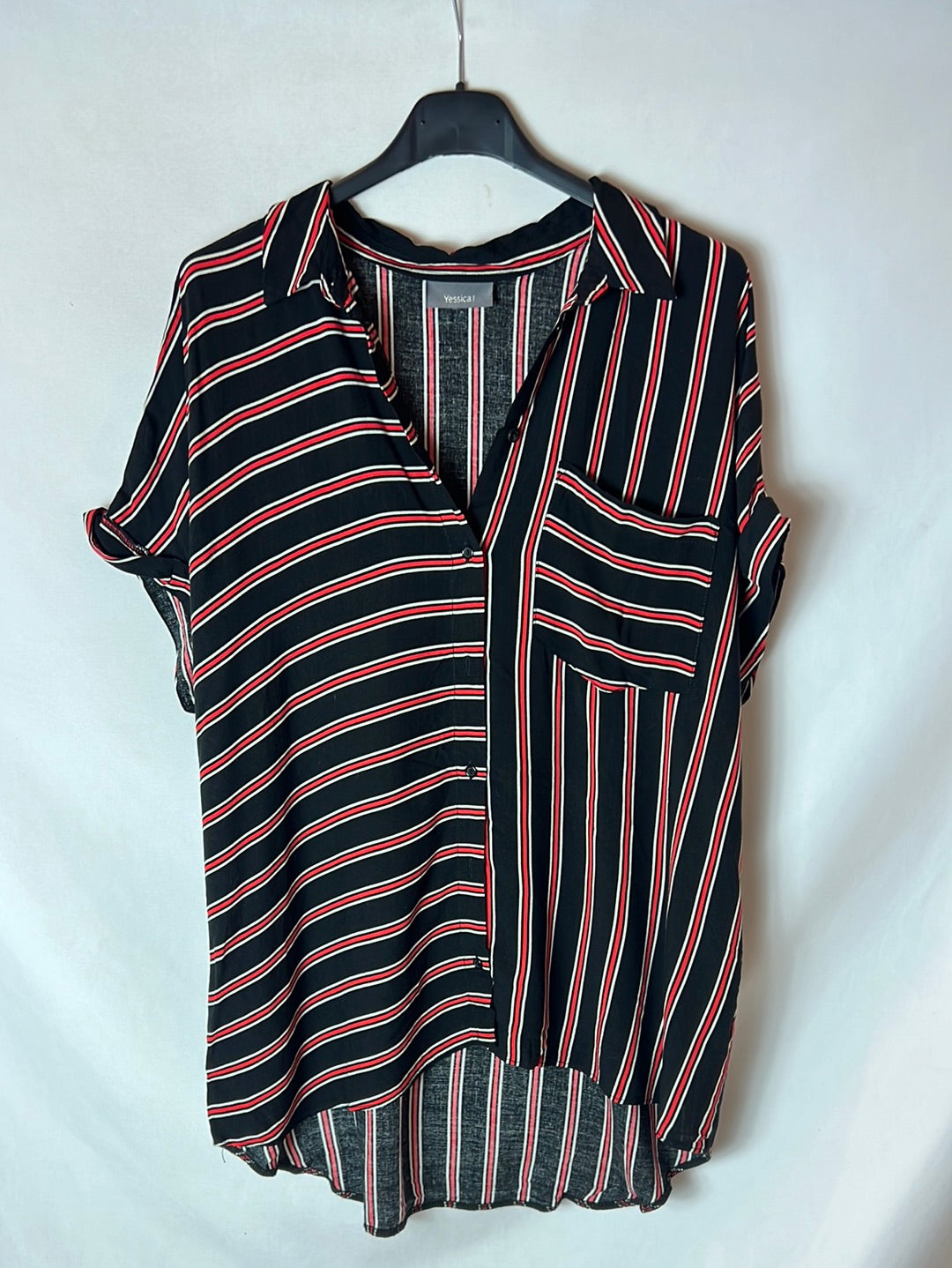 C&A. Blusa manga corta fluida rayas. T 38