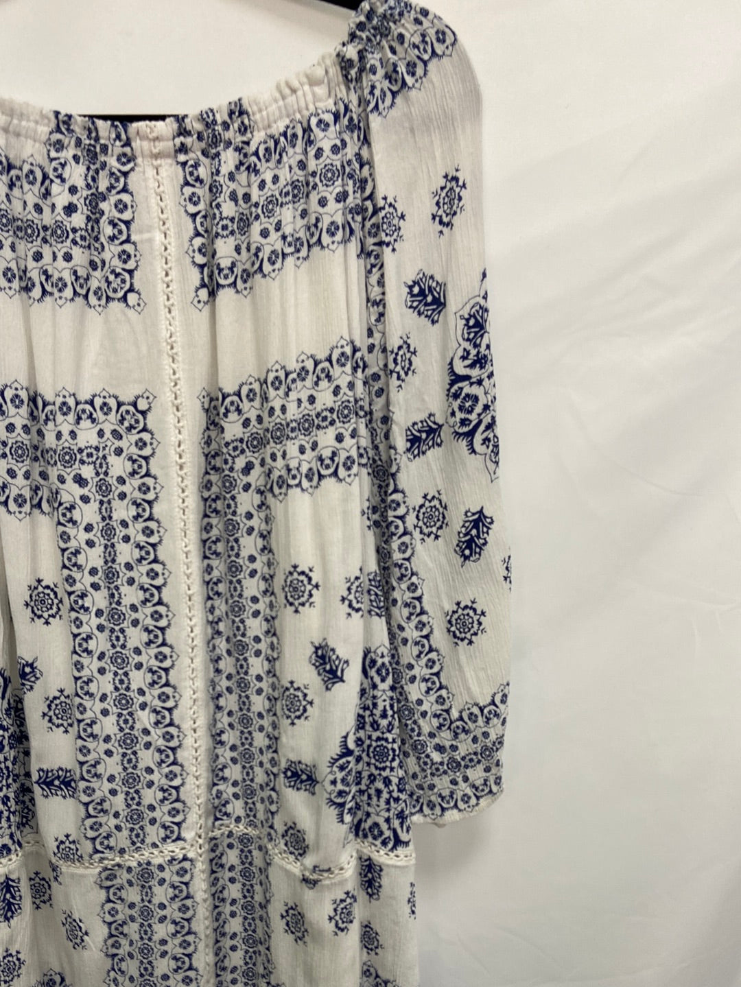 ZARA.Vestido/top largo estampado azul T.s