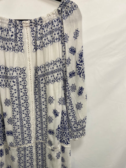 ZARA.Vestido/top largo estampado azul T.s