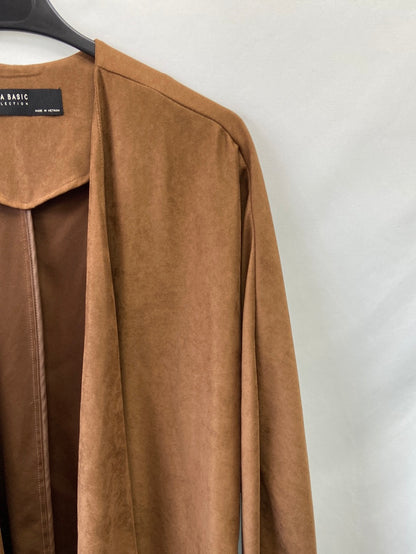 ZARA.Chaqueta fina abierta marrón T.S