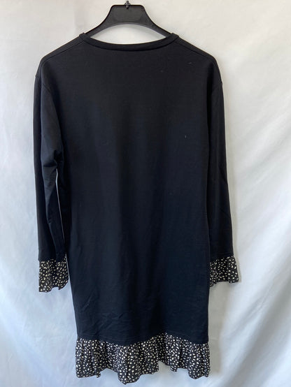 VALENTINA.Vestido negro doble textura T.L/XL