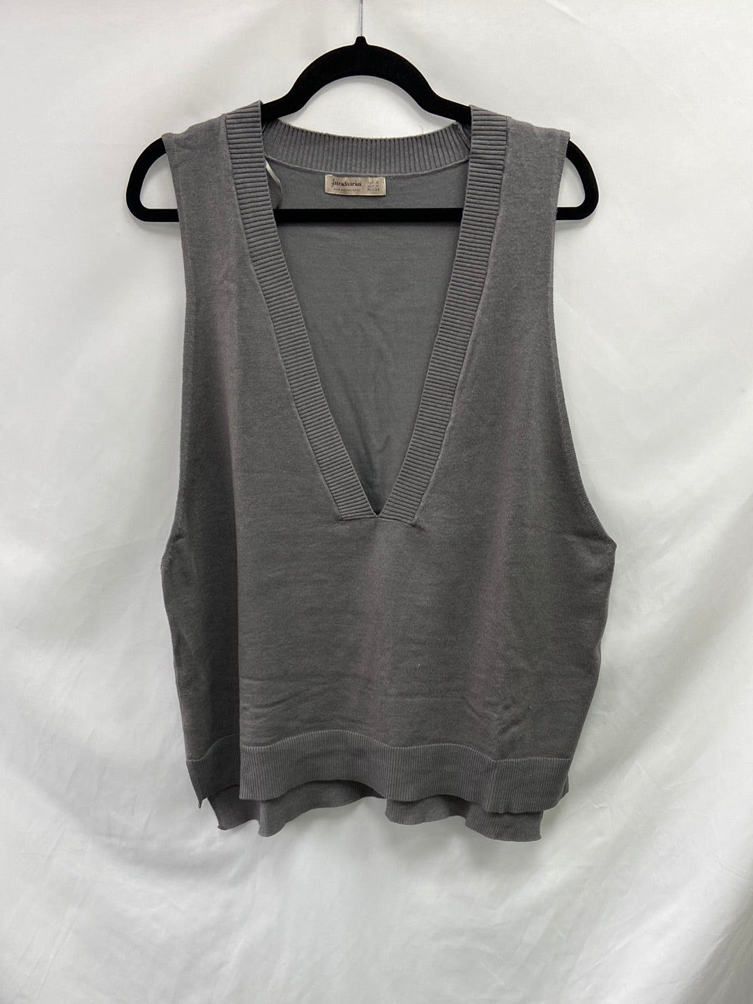 STRADIVARIUS.Chaleco gris oversized T.S