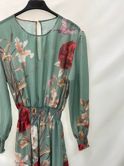 OTRAS.Vestido verde largo flores TU (S)