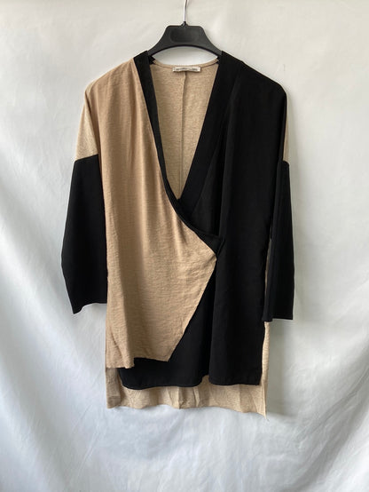 ZARA.Top bicolor doble textura T.S