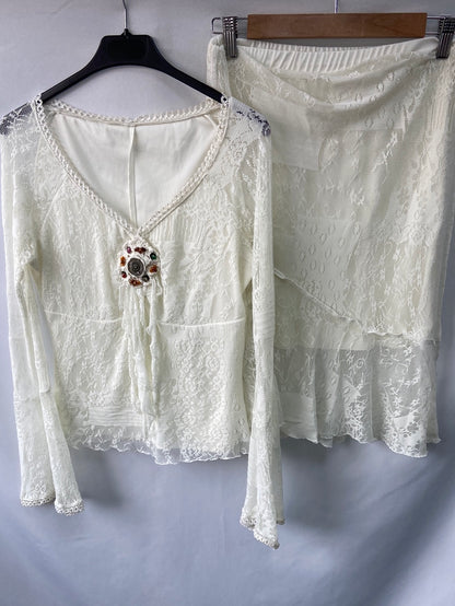 OTRAS.Falda midi encaje T.m