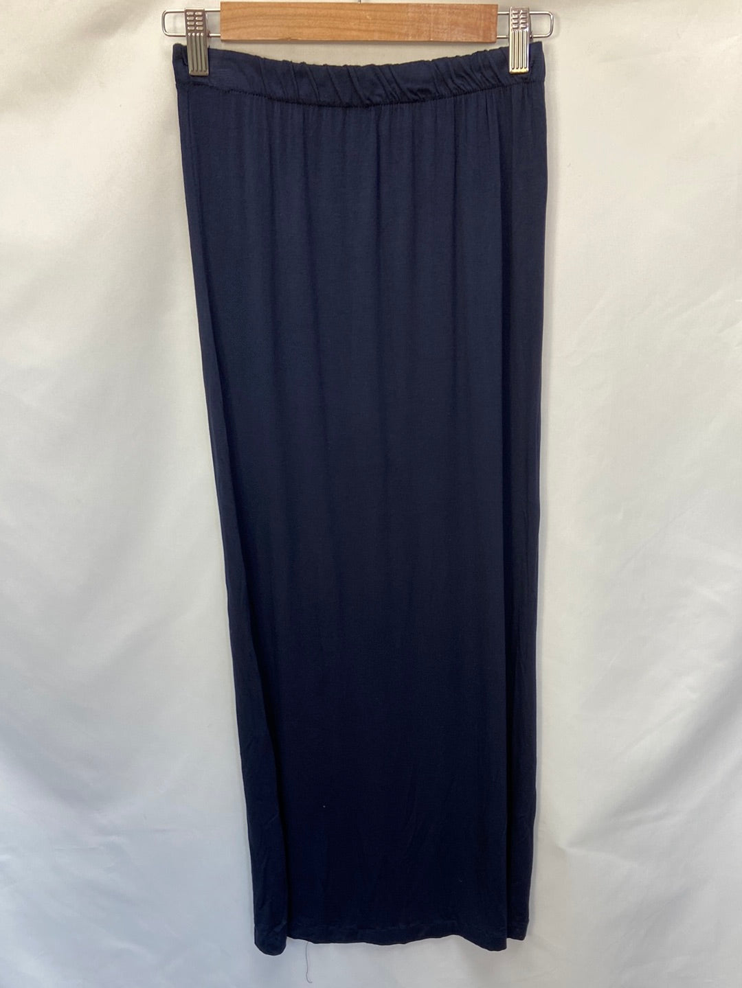 OTRAS.Falda midi de punto azul elástica T.S