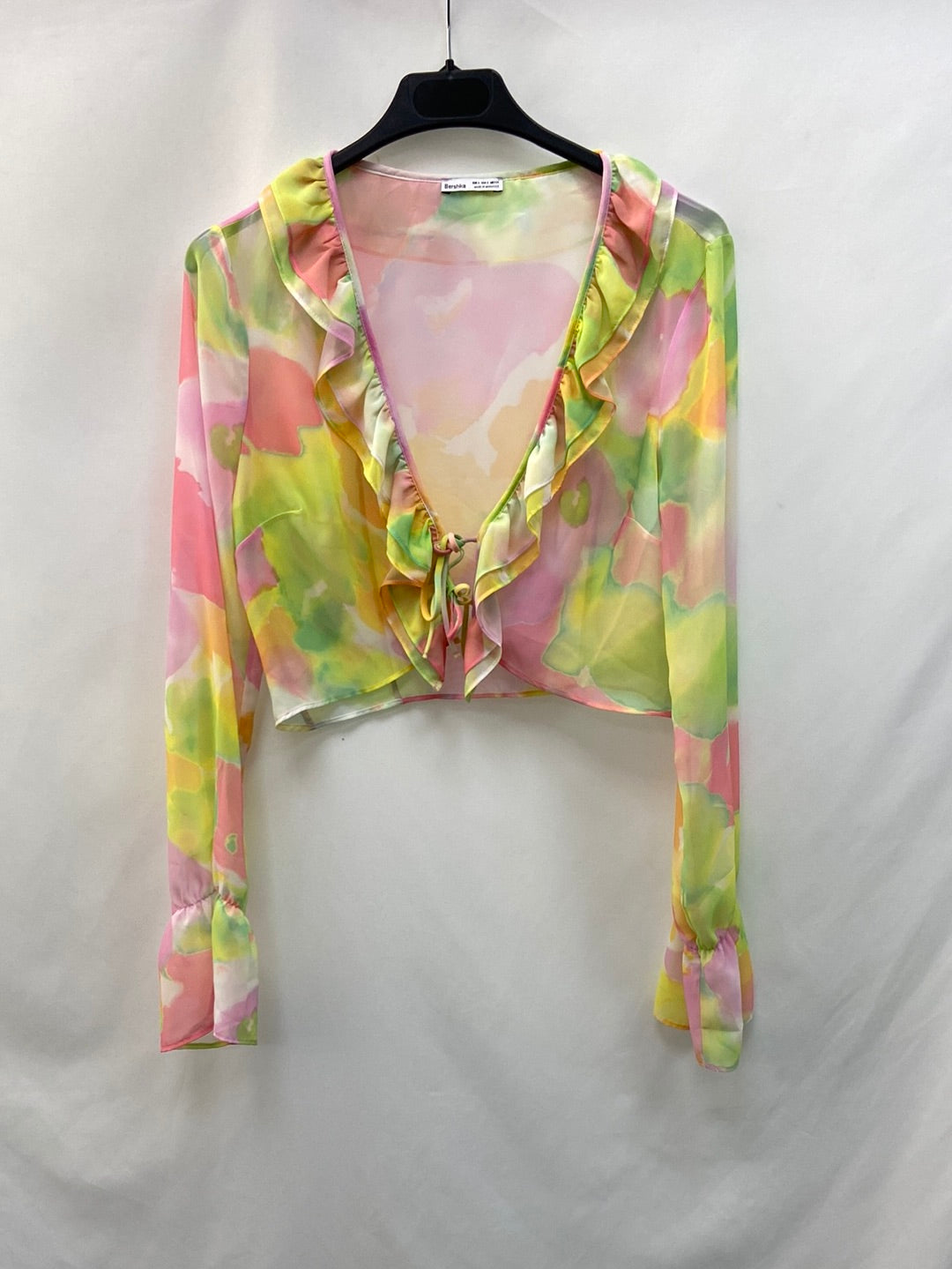 BERSHKA. Semi-transparent tie-dye blouse TS