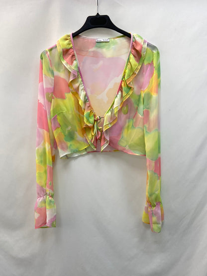 BERSHKA. Semi-transparent tie-dye blouse TS