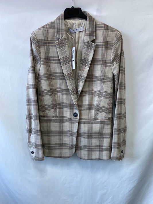 MANGO. Blazer cuadros tonos beiges T.M