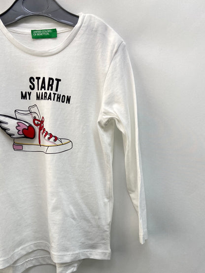 BENETTON. Camiseta blanca manga larga T.18-24 meses