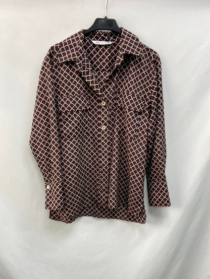 ZARA. Brown Ts print blouse