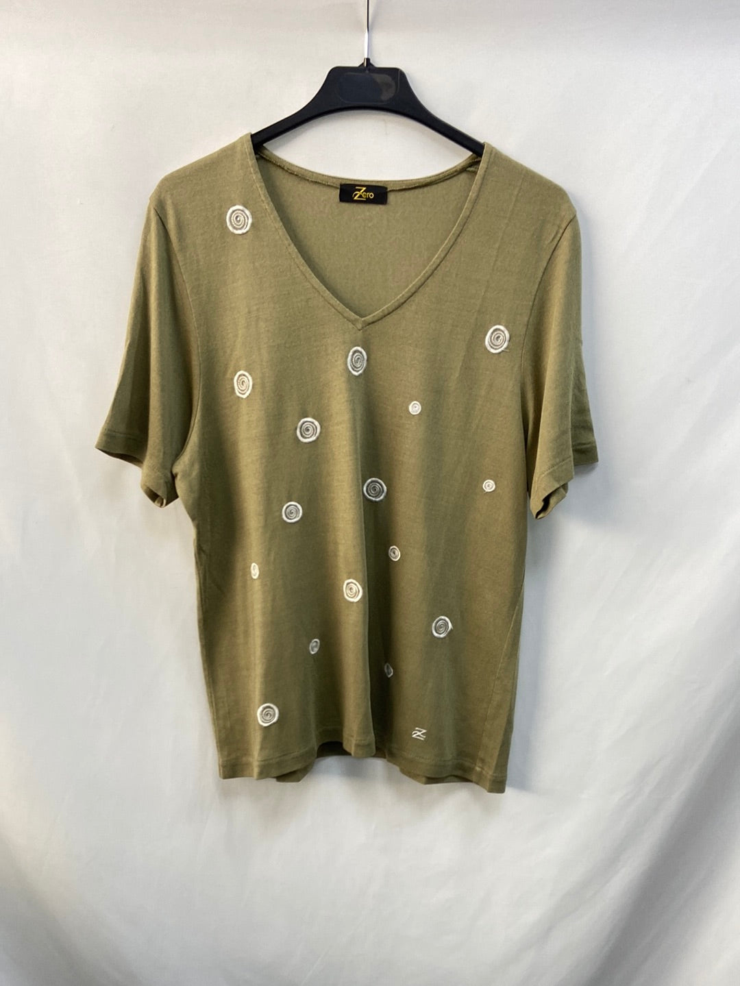 ZERO.Green top embroidered knit TM