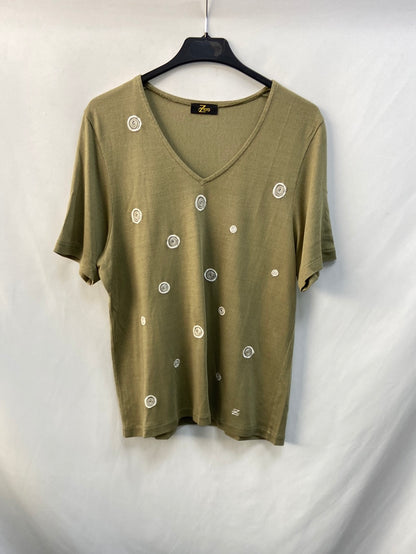 ZERO.Green top embroidered knit TM