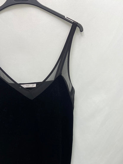 MANGO.Vestido negro doble textura T.S