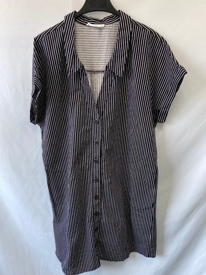 MANGO.Vestido camisero rayas T.L